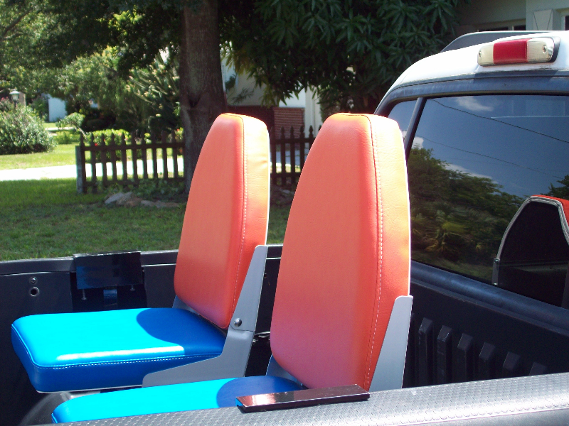 Truck Bed Seats Bucket Style Orange and Blue